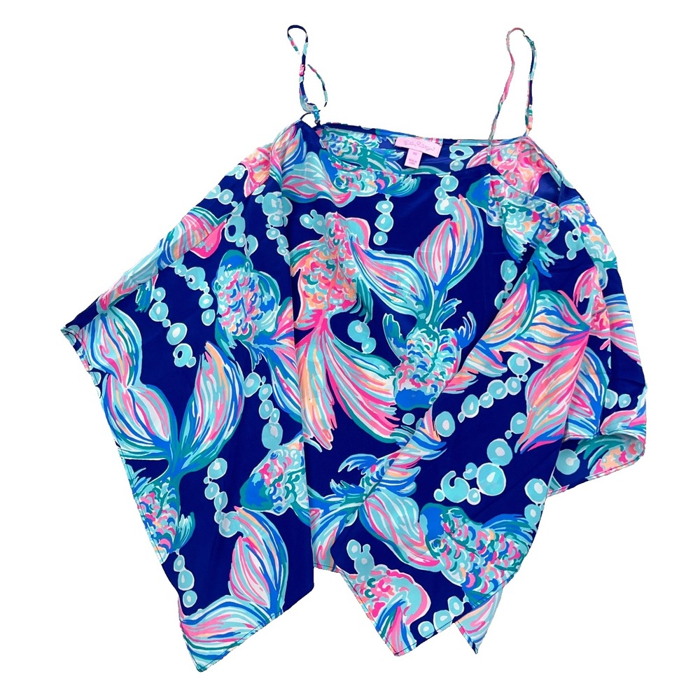 Lilly Pulitzer Kimi Going Coastal Handkerchief 100% silk tank top womens size XS